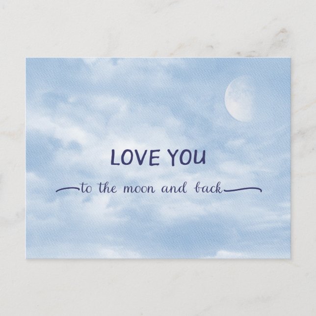 Love You To The Moon and Back Textured Moon in Sky Postcard (Front)