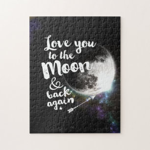 Love you to the Moon & back again • Space Design Jigsaw Puzzle
