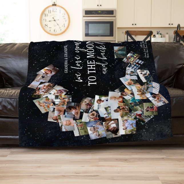 Love You To The Moon & Back | Family Photos Fleece Blanket (Creator Uploaded)