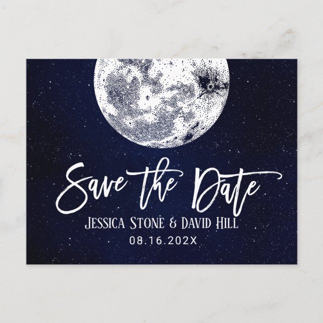 Love You To the Moon & Back Wedding Save the Date  Announcement Postcard (Front)