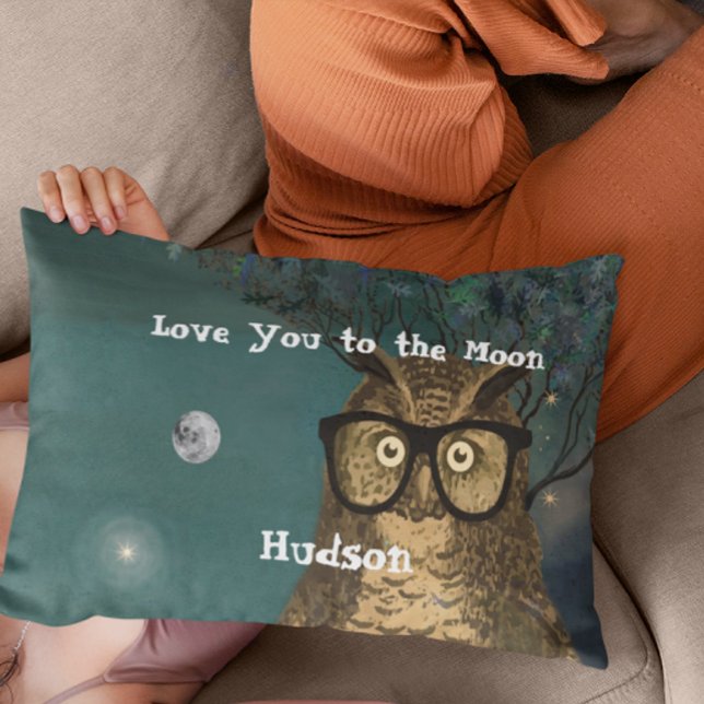 Love You to the Moon Boy's Room Owl with Glasses Pillowcase (Creator Uploaded)