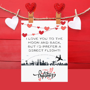 Love you to the Moon But... Funny Valentine's Day Holiday Postcard