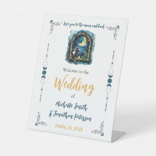 Love you to the Moon Celestial Wedding Welcome Pedestal Sign