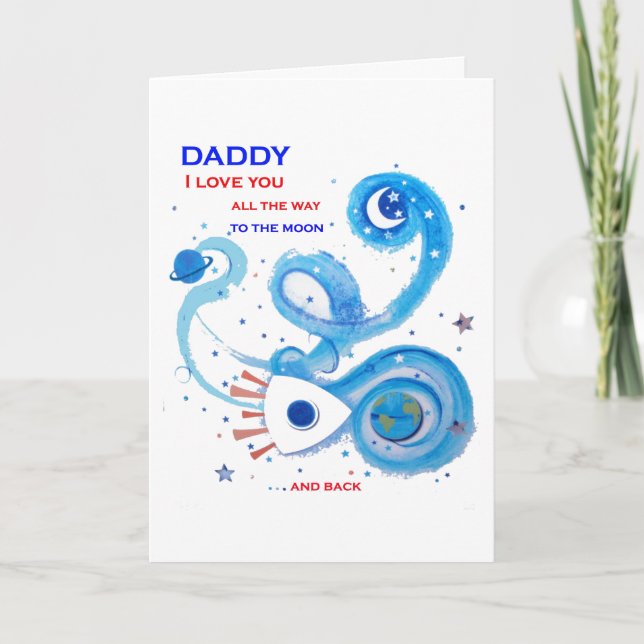 Love You to the moon Father's Day Greeting Card (Front)