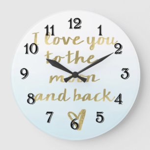 Love You to the Moon Gold Large Clock