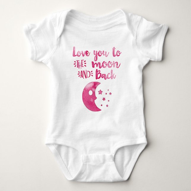 Love You to the Moon Hand Trendy Baby Girl Baby Bodysuit (Front)