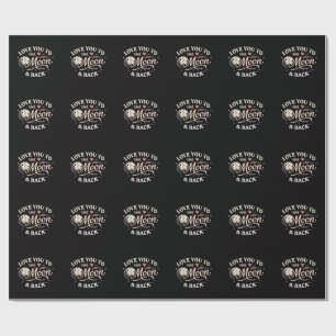 Love You to the Moon Retro Classic Valentine Wrapping Paper