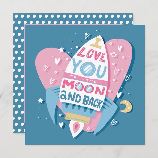 Love You to the Moon Rocket Card (Front/Back)