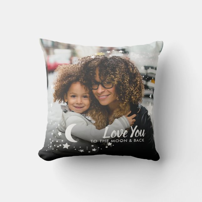 Love You to the Moon Stars Mother's Day 2 Photo Cushion (Front)