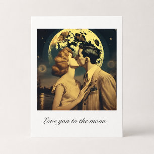 Love you to the moon, travel poster customisable postcard