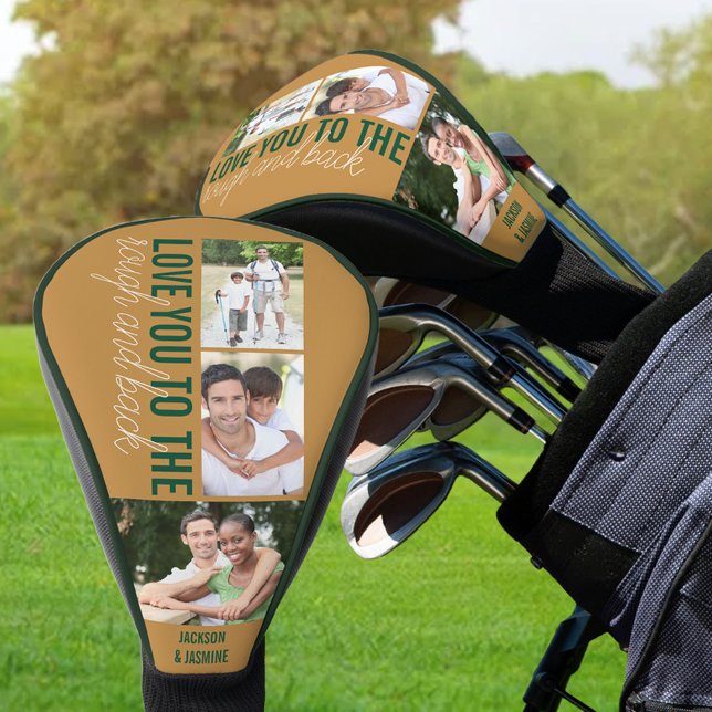 Love you to the Rough and Back 3 Photo Green Gold Golf Head Cover (Creator Uploaded)