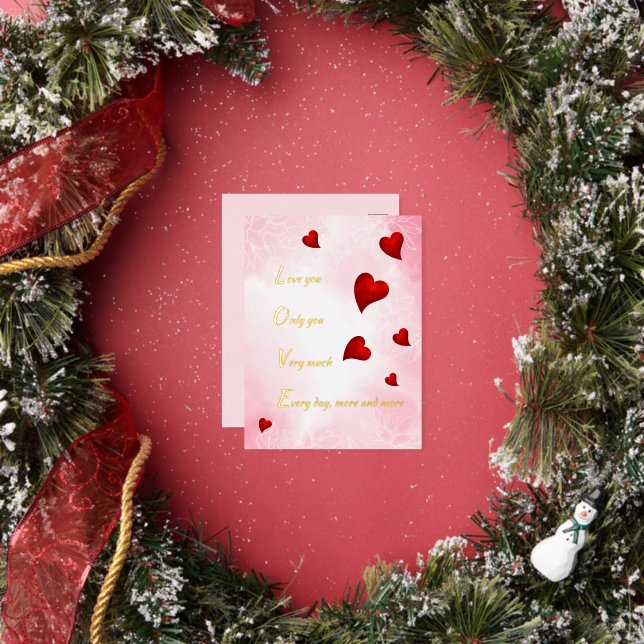 Love You, Valentine  Foil Holiday Postcard (Insitu)