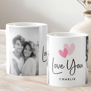 Love you Valentines day cute hearts name photo Coffee Mug