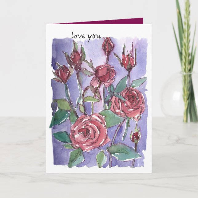 Love You Valentine's Day Thank God For You Roses Card (Front)