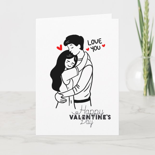Love You Valentine's Embrace Card (Front)