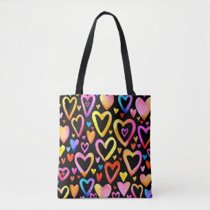 Love you. Watercolor illustration heart. Valentin Tote Bag