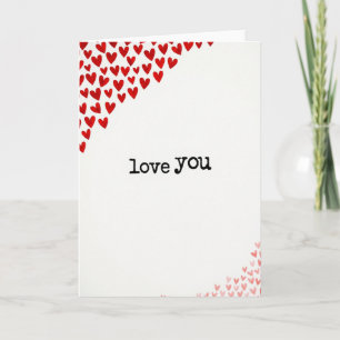 Love You Watercolor Red Hearts Card