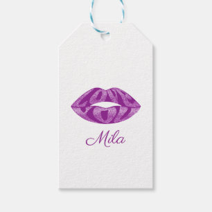 Love you with glitter letters inside lips gift tags