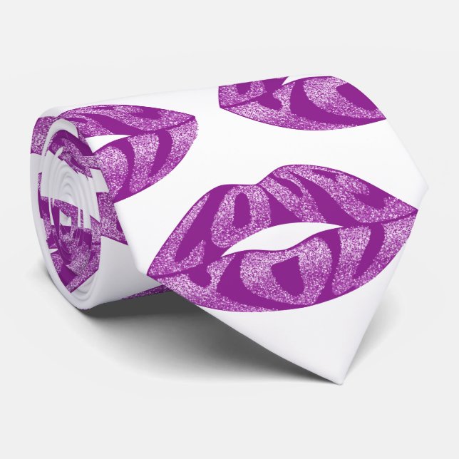Love you with glitter letters inside lips pattern tie (Rolled)