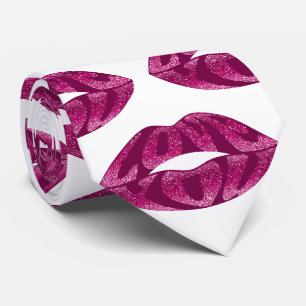 Love you with glitter letters inside lips pattern tie