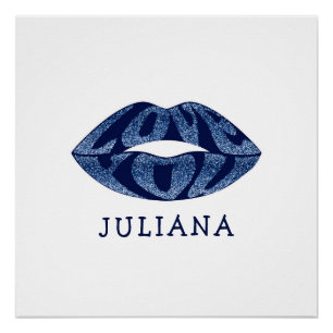 Love you with glitter letters inside lips poster