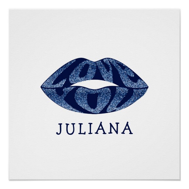 Love you with glitter letters inside lips poster (Front)
