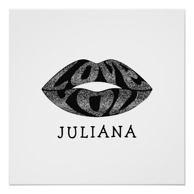 Love you with glitter letters inside lips poster (Front)