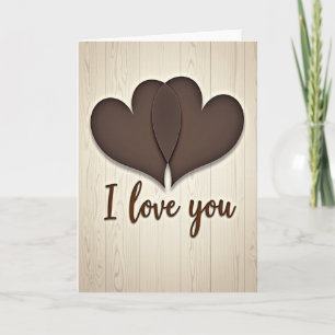Love You Wood Planks Hearts Card
