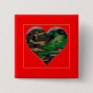 Love You Woodland Camo Heart Valentine Button