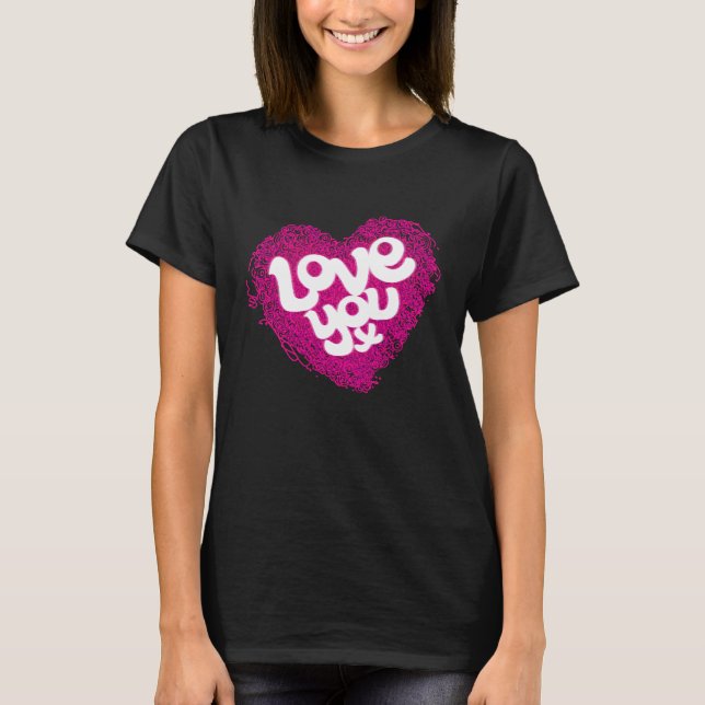 Love you x pink heart slogan t-shirt (Front)