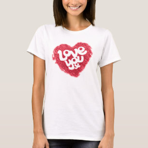 Love you x red heart ladies t-shirt top