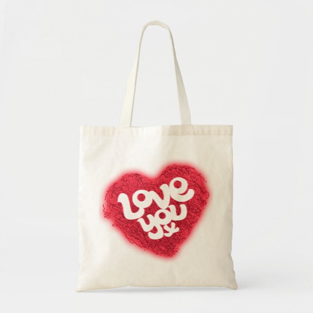 Love you x red heart swirls tote bag (Front)