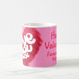 "Love you x" Valentine pink mug