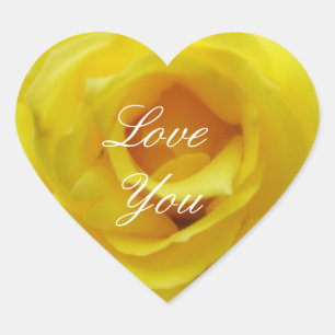 Love You Yellow Rose Heart Sticker