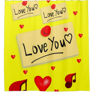 love you yellow valentines showercurtain shower curtain