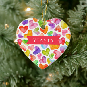 Love You Yiayia   2 sided Ceramic Ornament