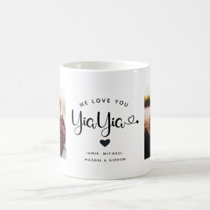 Love you YiaYia Hearts Custom Two Photo Coffee Mug