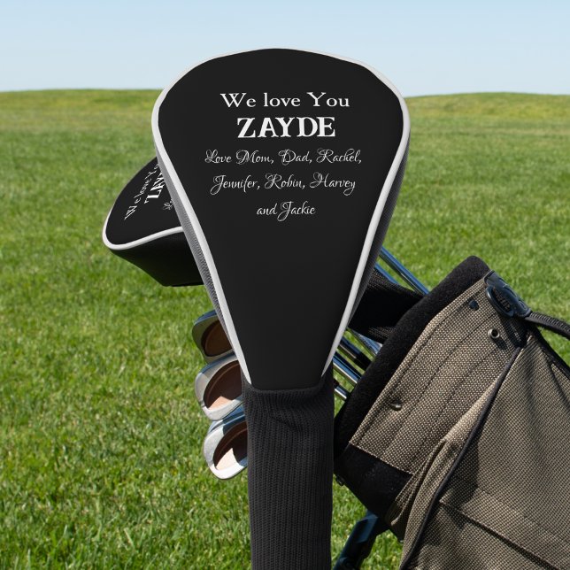 Love You ZAYDE Gift, Present For Jewish Grandpa  Golf Head Cover (We Love You Zayde Golf Head Cover.)