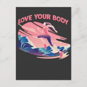 Love Your Body Positive Mind Fitness Running Postcard