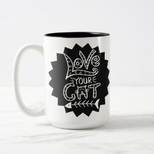 Love Your Cat Cute Quote Design Two-Tone Coffee Mug