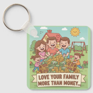 Love Your Family More Than Money Key Ring