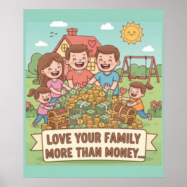 Love Your Family More Than Money Poster (Front)