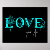 Love your life fish Stars Lotus moon Sun wall Art