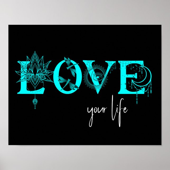 Love your life fish Stars Lotus moon Sun wall Art (Front)