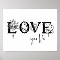 Love your life Stars Lotus moon Sun dragonflys