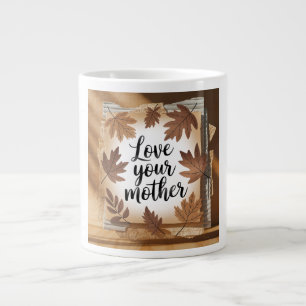 Love Your Mother Earth Fall Leaves Eco Gift Art Large Coffee Mug