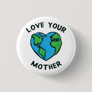 Love Your Mother Earth Heart 3 Cm Round Badge