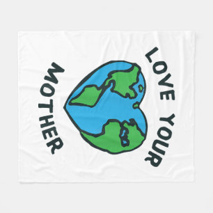 Love Your Mother Earth Heart Fleece Blanket