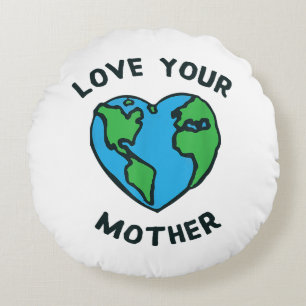 Love Your Mother Earth Heart Round Cushion