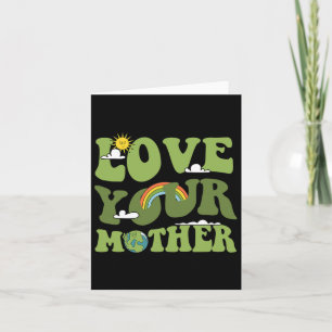 Love Your Mother Groovy Hippie Earth Day Mother Ea Card